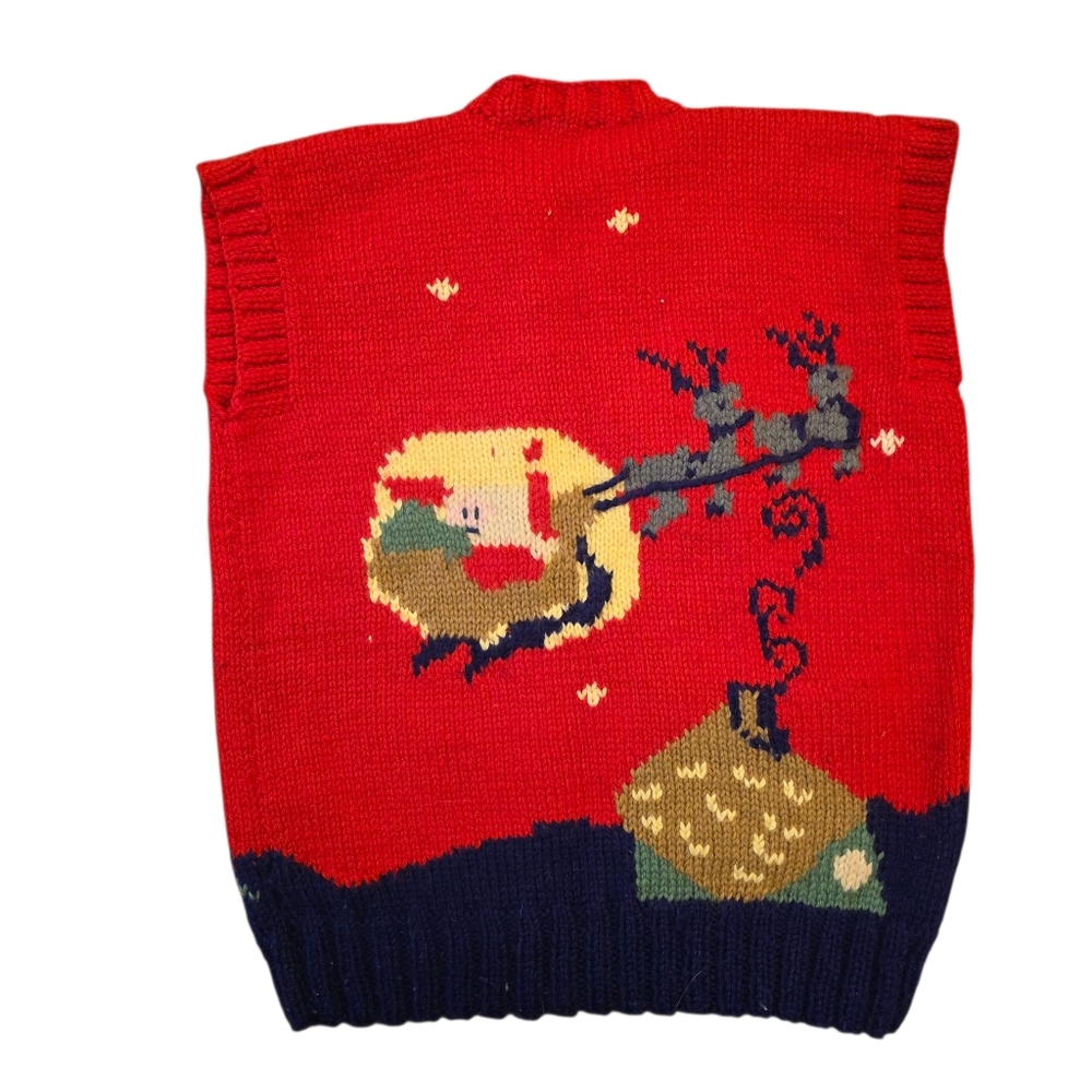 Hand Knit Red Christmas Vest